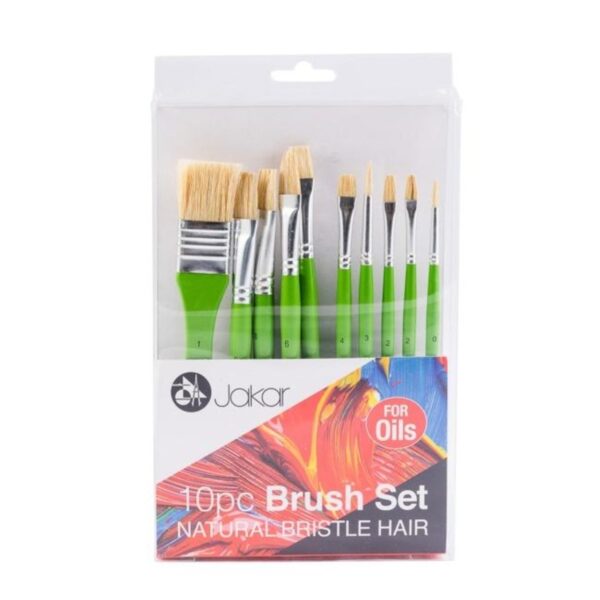 Jakar Brush Set - 10 Piece, Natural Bristles Hair, For Oils 2 Jakar Brush Set – 10 Piece, Natural Bristles Hair, For Oils