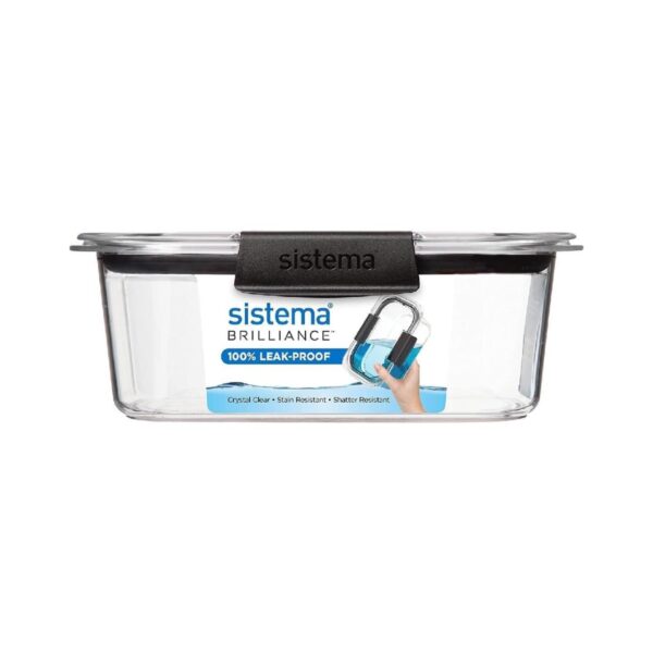 Sistema Brilliance (4 Packs) Medium Rectangle 920ml Container with Lid | BPA-Free Plastic 2 Sistema Brilliance (4 Packs) Medium Rectangle 920ml Container with Lid | BPA-Free Plastic
