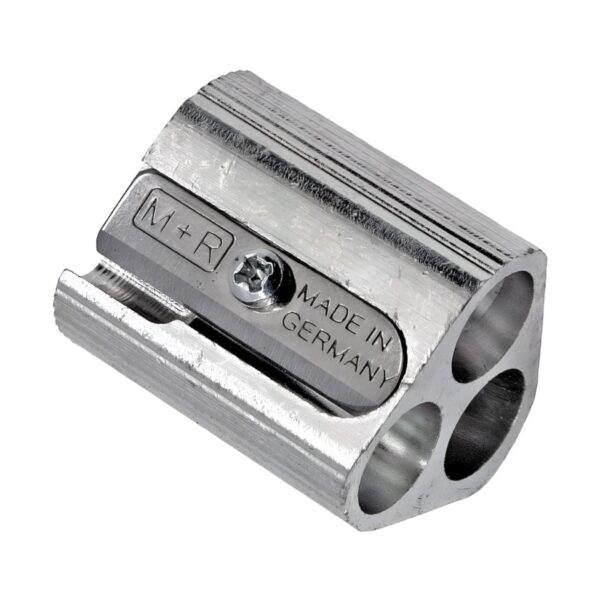 Möbius & Ruppert (M+R) Magnesium 3‑Hole Triple Function Sharpener – For Graphite, Color & Watercolor Pencils 1 Möbius & Ruppert (M+R) Magnesium 3‑Hole Triple Function Sharpener – For Graphite, Color & Watercolor Pencils