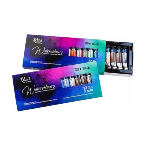 Rosa Gallery Watercolour Tube Set – 12 x 10ml | Assorted Artist-Grade Colours