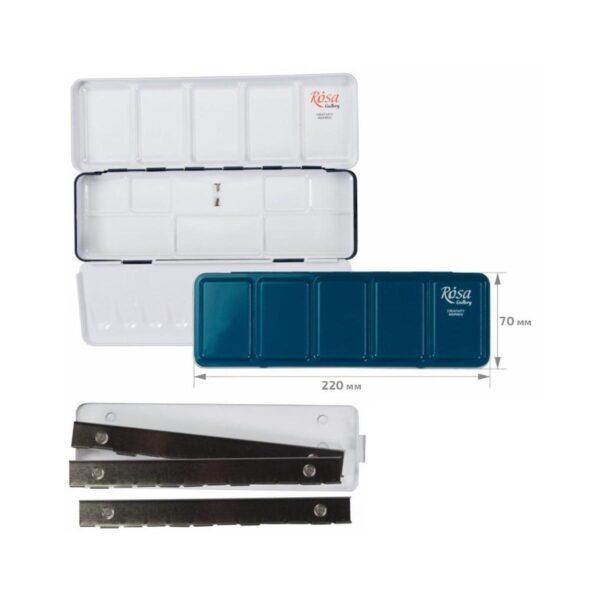 Rosa Gallery Empty Metal Case - Turquoise for 21 Watercolour Full Pans 2 Rosa Gallery Empty Metal Case – Turquoise for 21 Watercolour Full Pans