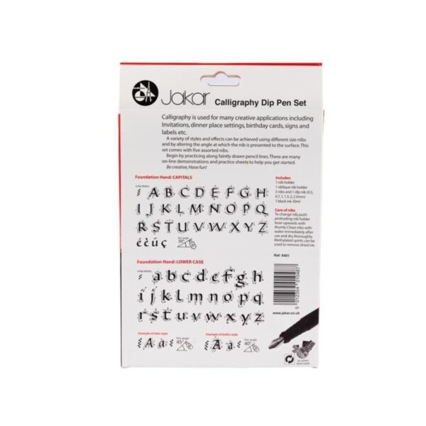 Jakar Calligraphy Dip Pen Set - 8 Piece Kit with 6 Assorted Nibs & 30ml Black Ink (8401) 2 Jakar Calligraphy Dip Pen Set – 8 Piece Kit with 6 Assorted Nibs & 30ml Black Ink (8401)