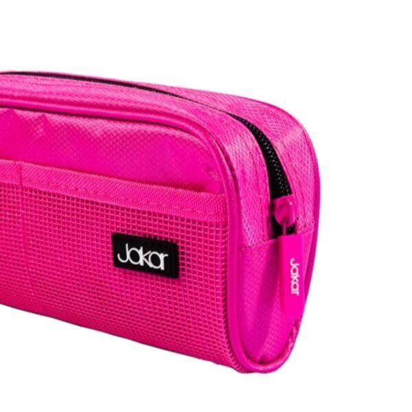 Jakar U-Shaped Pencil Case - 21x10x6cm, Durable Fabric with Mesh Pockets, Assorted Blue & Pink Colours (7460) 2 Jakar U-Shaped Pencil Case – 21x10x6cm, Durable Fabric with Mesh Pockets, Assorted Blue & Pink Colours (7460)