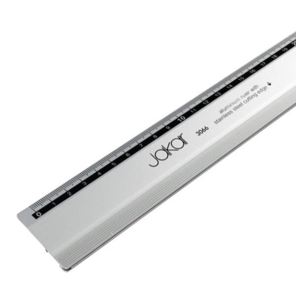 Jakar Aluminium Ruler 30cm with Stainless Steel Cutting Edge - Printed mm/cm Markings (3066), Rubber Grip & Hanging Hole for Precision Measuring & Cutting 2 Jakar Aluminium Ruler 30cm with Stainless Steel Cutting Edge – Printed mm/cm Markings (3066), Rubber Grip & Hanging Hole for Precision Measuring & Cutting