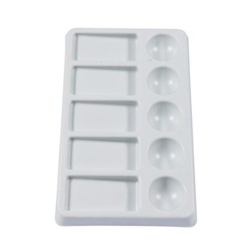 Jakar White Plastic Rectangular Palette - 19.5 x 12 x 1.5cm (6604) with 10 Wells (5 Oblong & 5 Round) for Painting & Mixing 5 Jakar White Plastic Rectangular Palette – 19.5 x 12 x 1.5cm (6604) with 10 Wells (5 Oblong & 5 Round) for Painting & Mixing