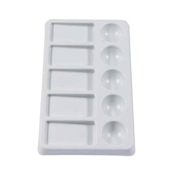 Jakar White Plastic Rectangular Palette - 19.5 x 12 x 1.5cm (6604) with 10 Wells (5 Oblong & 5 Round) for Painting & Mixing 2 Jakar White Plastic Rectangular Palette – 19.5 x 12 x 1.5cm (6604) with 10 Wells (5 Oblong & 5 Round) for Painting & Mixing