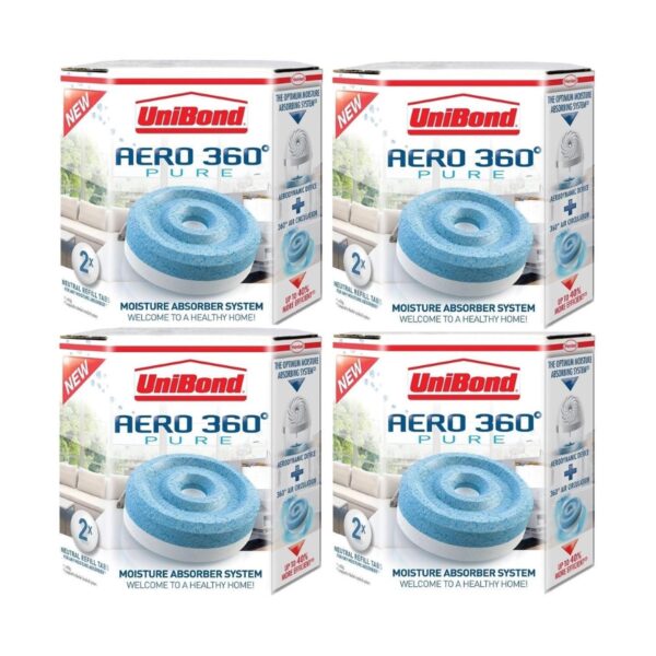UniBond (4 Packs) AERO 360 Pure Refill Original 450g Moisture Absorber Tabs 3 UniBond (1 Pack) AERO 360 Pure Refill Original 450g Moisture Absorber Tabs
