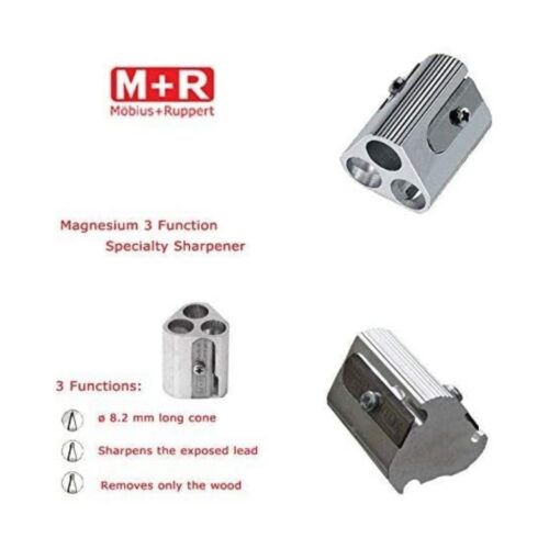 Möbius & Ruppert (M+R) Magnesium 3‑Hole Triple Function Sharpener – For Graphite, Color & Watercolor Pencils 5 Möbius & Ruppert (M+R) Magnesium 3‑Hole Triple Function Sharpener – For Graphite, Color & Watercolor Pencils