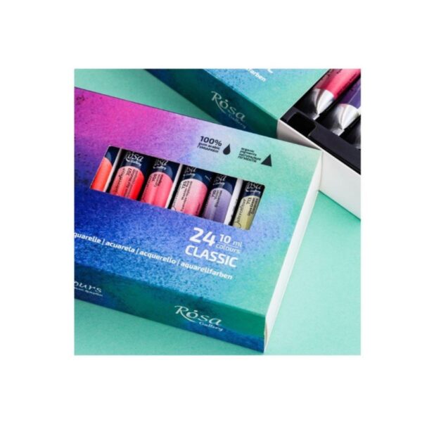 Rosa Gallery Watercolour Tube Set – 24 x 10ml | Assorted Artist-Grade Colours for Painting & Mixing