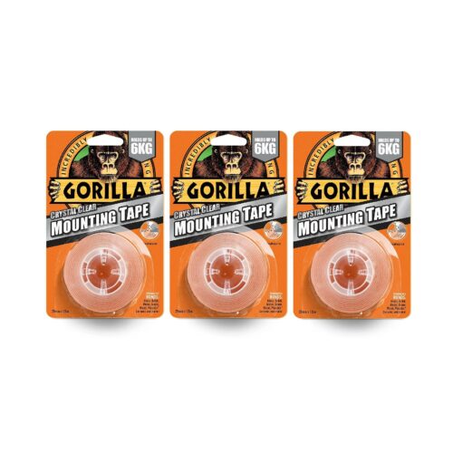 Gorilla Crystal Clear Mounting Tape 25mm x 1.5m (24 Pack) – Heavy-Duty, Double-Sided Adhesive for Secure Mounting 12 Gorilla Crystal Clear Mounting Tape 25mm x 1.5m – Heavy-Duty, Double-Sided Adhesive for Secure Mounting