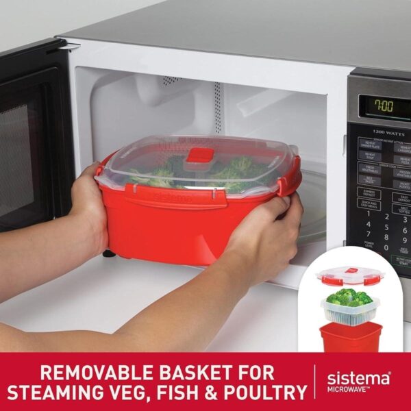 Sistema Microwave (4 Packs) Large Steamer Container - 3.2L | BPA-Free Plastic 5 Sistema Microwave (4 Packs) Large Steamer Container – 3.2L | BPA-Free Plastic