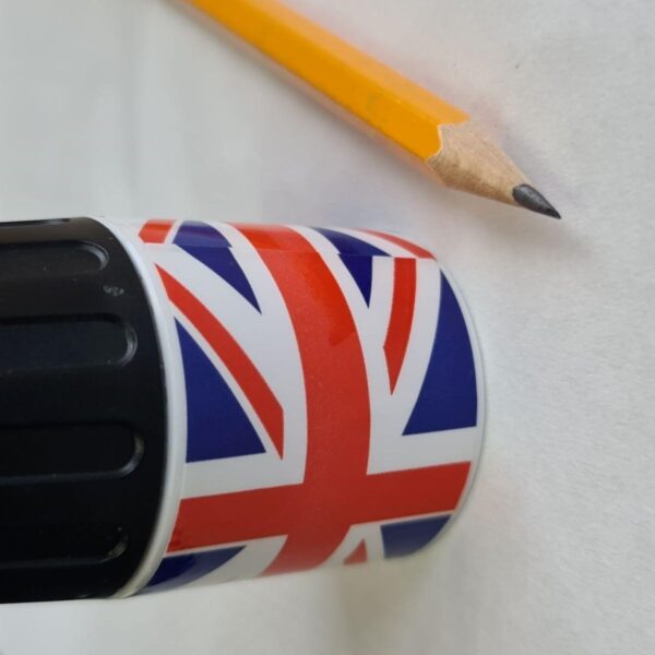 Jakar Single Hole Plastic Pencil Sharpener - Union Jack Printed Cylinder Bin (5030), Compact Design with Removable Bottom, Collects Shavings, Ideal for Artists, Designers & Students 6 Jakar Single Hole Plastic Pencil Sharpener – Union Jack Printed Cylinder Bin (5030), Compact Design with Removable Bottom, Collects Shavings, Ideal for Artists, Designers & Students