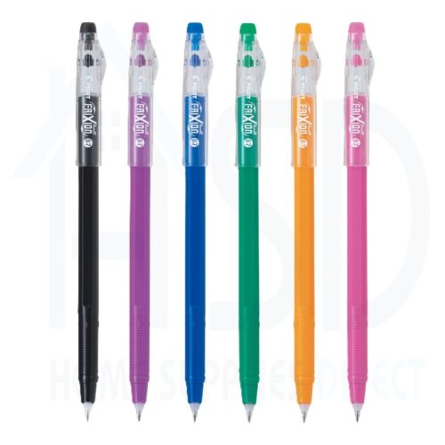 Pilot Frixion Ball Sticks Erasable Gel Pens 0.7mm – 6 Colour Pack (Black, Purple, Blue, Green, Orange & Pink)