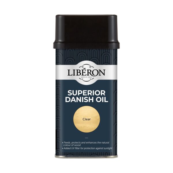 Liberon Superior Danish Oil Clear 250ml Tin – Enhances & Protects Wood with UV Filter
