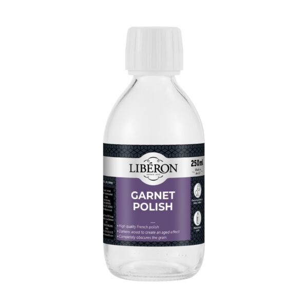 LIB-3896.jpg Liberon Garnet French Polish 250ml Bottle – Dark Brown Stained Shellac for Antique Restoration