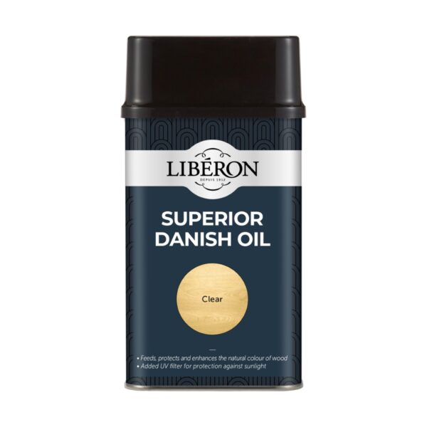 Liberon Superior Danish Oil Clear 500ml Tin – Enhances & Protects Wood with UV Filter