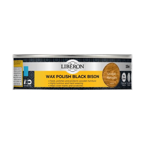 LIB-PBB-4213.jpg Liberon Wax Polish Black Bison Georgian Mahogany 150ml Tin – Deep Colour & Lustrous Finish for Interior Wood