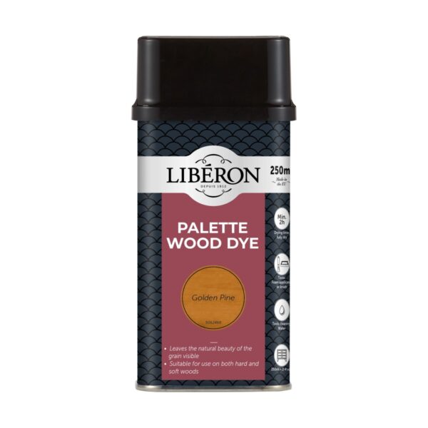Liberon Palette Wood Dye Water-Based Golden Pine 250ml Tin – Enhance Natural Grain with Subtle Tint