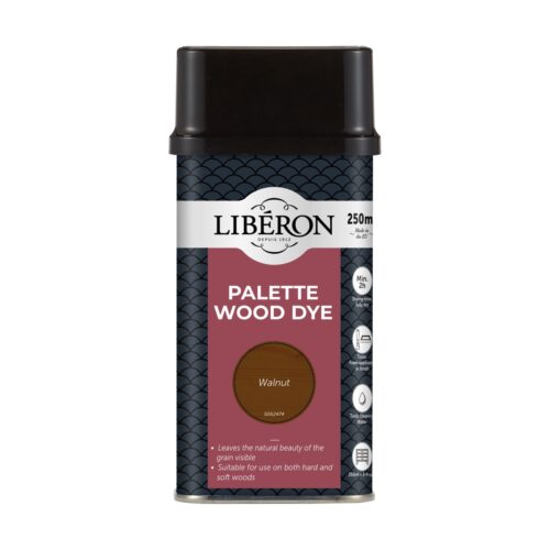 Liberon Palette Wood Dye Water-Based Walnut 250ml Tin – Enhance Natural Grain with Subtle Tint