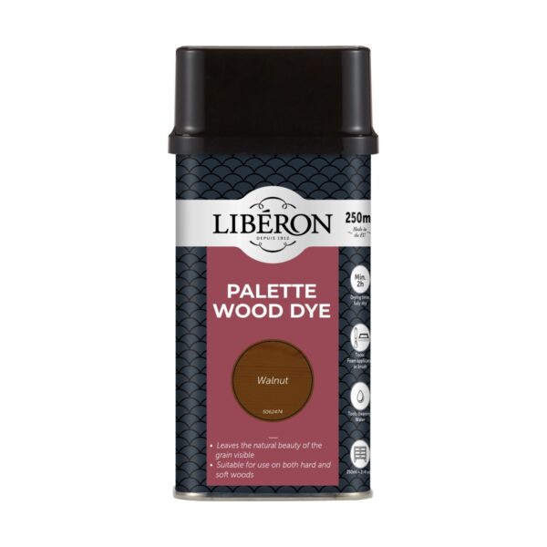 LIB-PWD-2882.jpg Liberon Palette Wood Dye Water-Based Walnut 250ml Tin – Enhance Natural Grain with Subtle Tint