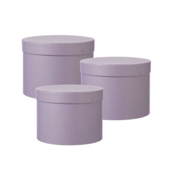 Lilac Oasis Symphony Round Hat Boxes Set of 3 – Lilac, Waterproof Floral Gift Boxes with Liner, FSC Cardboard, Stackable Design