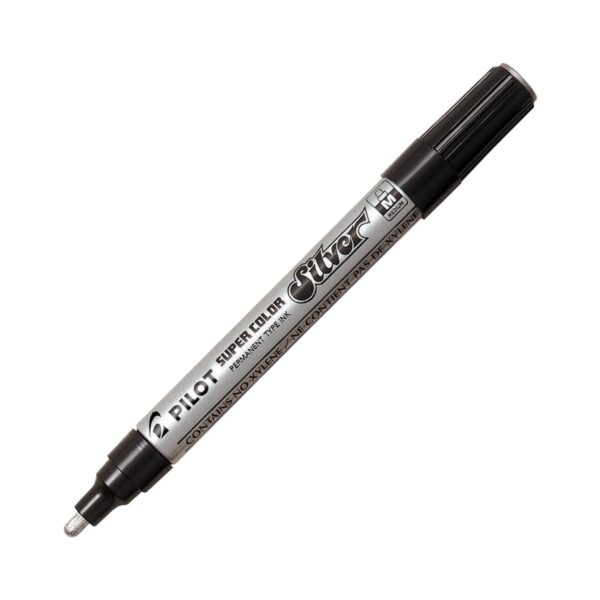 SC-M-SLV.jpg Pilot 1 Super Color Marker – Medium Silver Permanent Ink – Precise Marking and Crafting