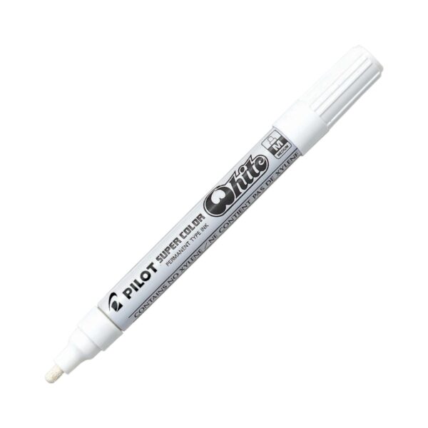 SC-M-WHT.jpg Pilot 1 Super Color Marker – Medium White Permanent Ink – Precise Marking and Crafting