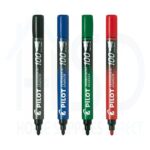Pilot 100 Permanent Marker Set (Black, Blue, Green & Red) – 4.5mm Fine Bullet Point, Waterproof and UV Resistant