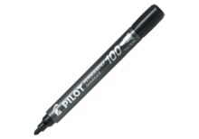 Pilot 100 Permanent Marker Pen – Black Pen – 4.5mm Bullet Tip – Bold, Precise Marking on Most Surfaces