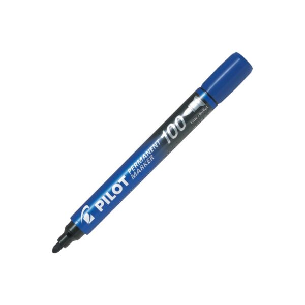 SCA-100-BLU.jpg Pilot 100 Permanent 1 Blue Marker Pen – 4.5mm Bullet Tip for Precise Marking