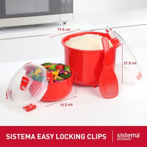 Sistema 2.6L Rice Steamer & 915ml Round Bowl – BPA-Free Microwave Cooking Set - Image 3