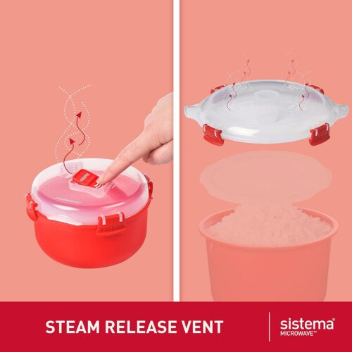 Sistema 2.6L Rice Steamer & 915ml Round Bowl – BPA-Free Microwave Cooking Set - Image 2