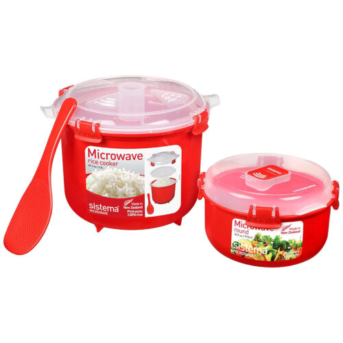 Sistema 2.6L Rice Steamer & 915ml Round Bowl – BPA-Free Microwave Cooking Set - Image 1