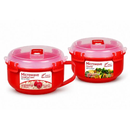 Sistema Breakfast Bowl 850ml + Round Bowl 915ml – BPA-Free & Leak-Proof, Microwave, Freezer & Dishwasher Safe