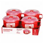 Sistema Microwave Round Bowl 850ml (4 Pack) – BPA-Free Plastic