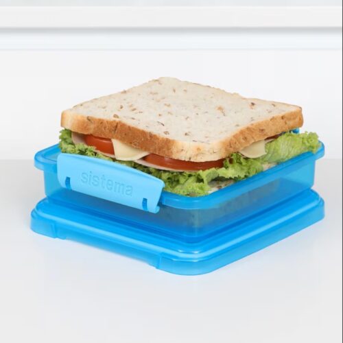 Sistema Lunch Sandwich Box 450ml (3 Pack) – 1 Turquoise, 1 Blue & 1 Pink, BPA-Free, Stackable Food Storage Containers 7 Sistema Lunch Sandwich Box 450ml (3 Pack) – 1 Turquoise, 1 Blue & 1 Pink, BPA-Free, Stackable Food Storage Containers