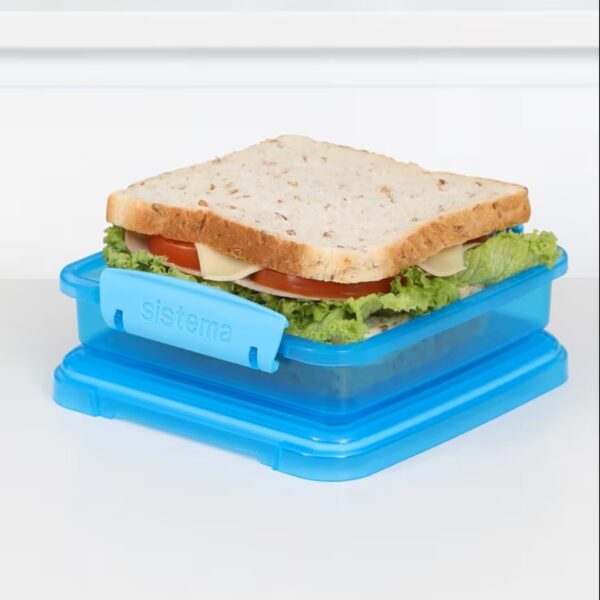 Sistema Lunch Sandwich Box 450ml (3 Pack) – 1 Turquoise, 1 Blue & 1 Pink, BPA-Free, Stackable Food Storage Containers 3 Sistema Lunch Sandwich Box 450ml (3 Pack) – 1 Turquoise, 1 Blue & 1 Pink, BPA-Free, Stackable Food Storage Containers