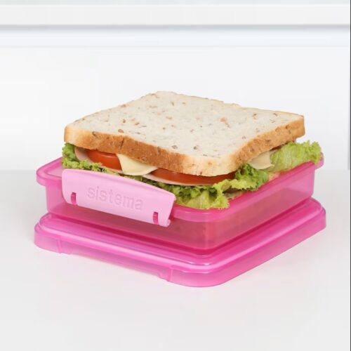 Sistema Lunch Sandwich Box 450ml (3 Pack) – 1 Turquoise, 1 Blue & 1 Pink, BPA-Free, Stackable Food Storage Containers 6 Sistema Lunch Sandwich Box 450ml (3 Pack) – 1 Turquoise, 1 Blue & 1 Pink, BPA-Free, Stackable Food Storage Containers