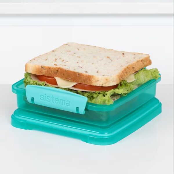Sistema Lunch Sandwich Box 450ml (3 Pack) – 1 Turquoise, 1 Blue & 1 Pink, BPA-Free, Stackable Food Storage Containers 1 Sistema Lunch Sandwich Box 450ml (3 Pack) – 1 Turquoise, 1 Blue & 1 Pink, BPA-Free, Stackable Food Storage Containers