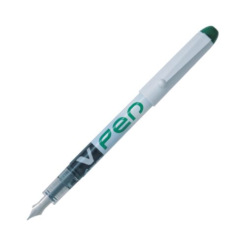 Pilot V Green 1 Pen Disposable Fountain Pen – Medium Nib, Erasable – Perfect for Students and Professionals