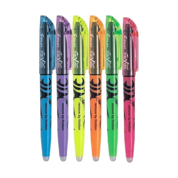 Pilot Frixion 6-Colour Highlighter Set (Pink, Green, Orange, Yellow, Violet & Blue) – Medium Tip
