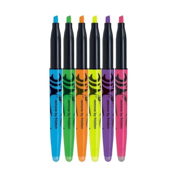 Pilot Frixion 6-Colour Highlighter Set (Pink, Green, Orange, Yellow, Violet & Blue) – Medium Tip