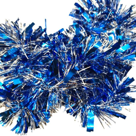 Chunky Blue & silver Tinsel Garland – Perfect for Christmas & Party Decorations