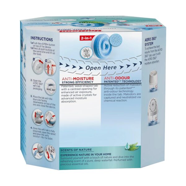 UniBond AERO 360° Waterfall Freshness Refills (2 x 450g) – Moisture Absorber with Fresh Scent 1 UNB ARO GRN 2