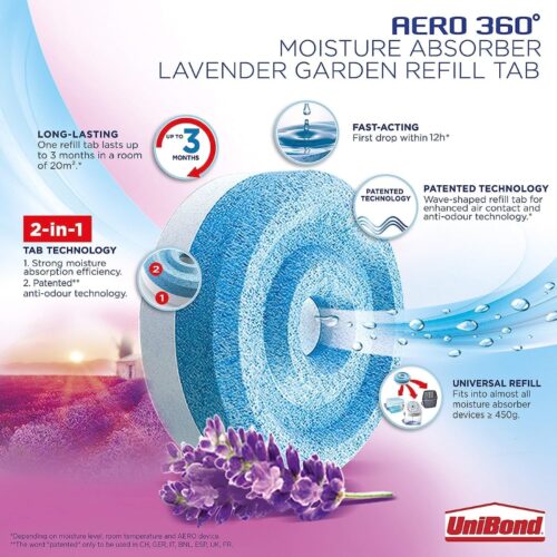 UniBond AERO 360° Lavender Refills (2 x 450g) – Moisture Absorber with Relaxing Scent 10 UniBond AERO 360° Lavender Refills (2 x 450g) – Moisture Absorber with Relaxing Scent - Image 4