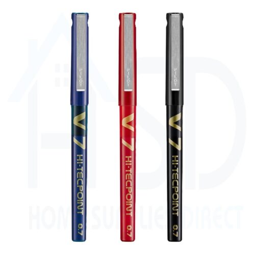Pilot V7 3 Pen Set (Black, Blue & Red) Hi-Tecpoint 0.7mm Pen – Medium Needle Point for Accurate, Smooth Writing