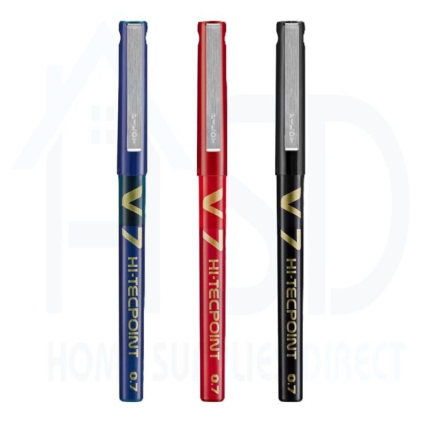 V7-VP3.jpg Pilot V7 3 Pen Set (Black, Blue & Red) Hi-Tecpoint 0.7mm Pen – Medium Needle Point for Accurate, Smooth Writing
