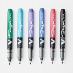 Pilot V Sign 6 Multi-Color Pens Liquid Ink Marker Set (Red, Light Blue, Blue, Black, Green & Purple) – 0.6mm Tip & 1.0mm Medium Line for Precision Writing