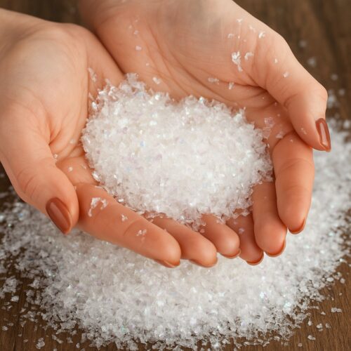 Artificial Iridescent Fake Snow Confetti (50g) – Sparkling Winter Wonderland Décor for Christmas, Parties & Crafts