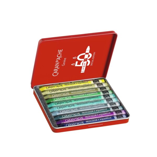 Caran d'Ache Neocolor II Aquarelle Pastels – 50 Years Special Edition Set of 10 Assorted Lush Colours 1 Caran d’Ache Neocolor II Aquarelle Pastels – 50 Years Special Edition Set of 10 Assorted Lush Colours